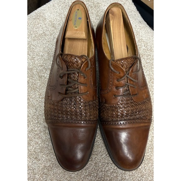 MEZLAN Men Size  10.5  Cancun Brown Oxford Shoes Basket Weave Leather  Dress - Picture 1 of 16